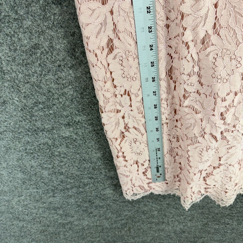 Vince Camuto Dress Women 4 Pink Floral Sheath Midi Zipper V-Neck Crochet Cotton - Picture 6 of 7